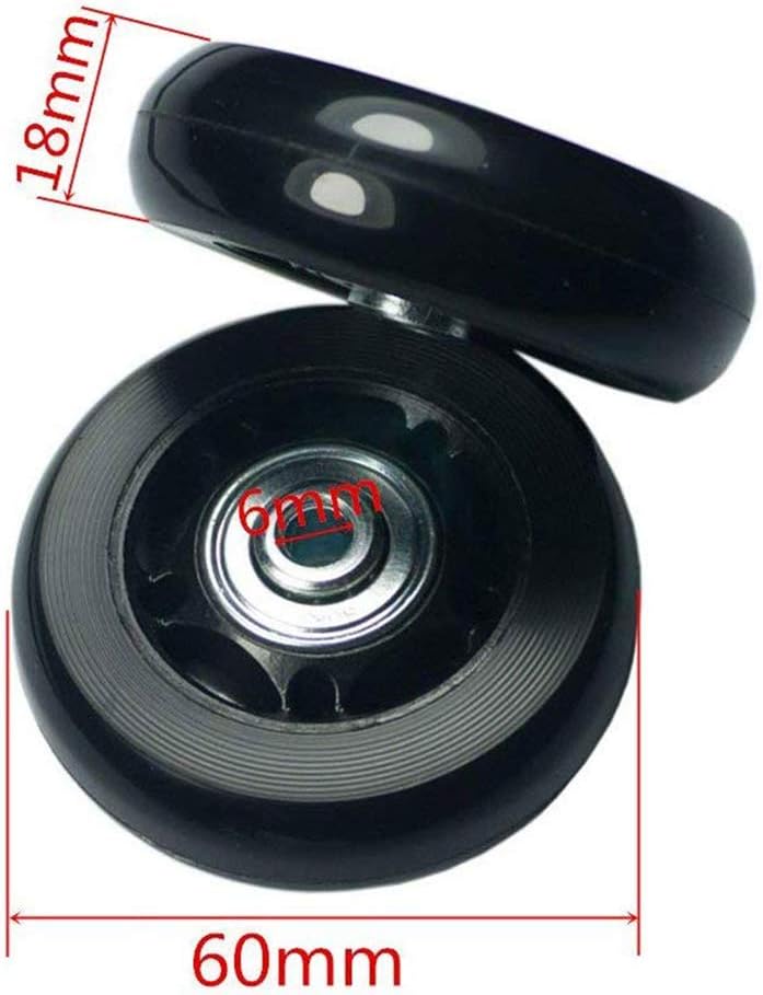 Byaning 2 Sets Luggage Suitcase Wheels Replacement,60/64/68/70/75/78mm Inline Outdoor Skate Replacement Wheels,Rubber Swivel Caster Wheels Repair Kits (OD:60 W:18 ID:6 Axles: 35) - Image 3